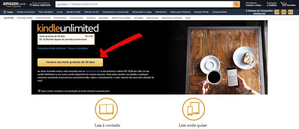 kindle unlimited livros em PDF 30 dias gratis
